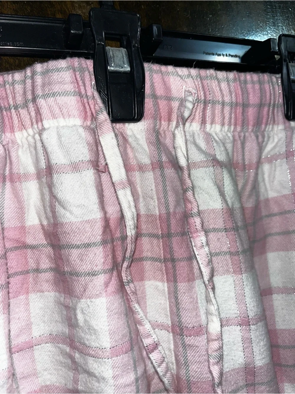 Liz Claiborne Pink, White, & Grey Plaid Silk-Trim Pajama Set